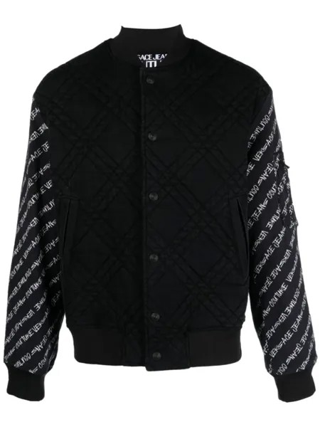 Versace Jeans Couture стеганый бомбер с контрастными рукавами, черный