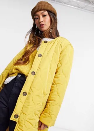 Стеганое пальто d cnbkt oversized горчичного цвета Ghospell-Желтый