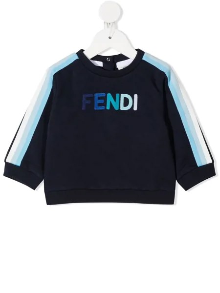 Fendi Kids толстовка с вышитыми логотипом