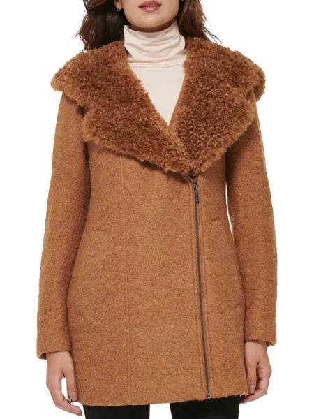 Пальто с капюшоном и отделкой из искусственного меха Kenneth Cole, цвет Camel