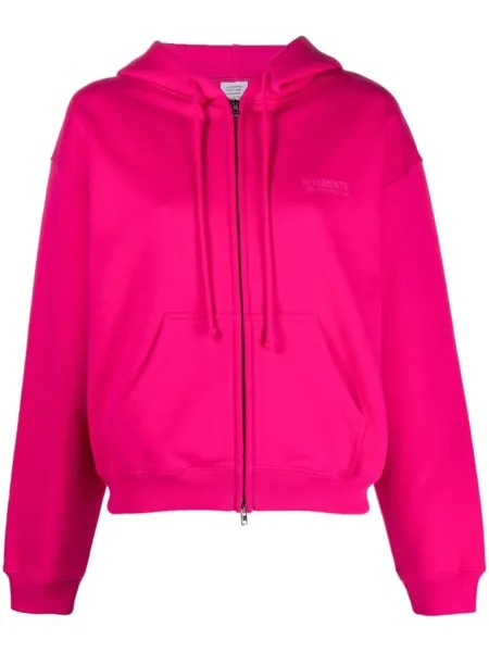 VETEMENTS худи на молнии с логотипом, розовый