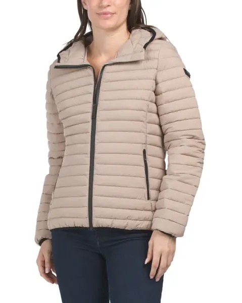 Куртка с капюшоном на молнии спереди Bcbgmaxazria, цвет Latte