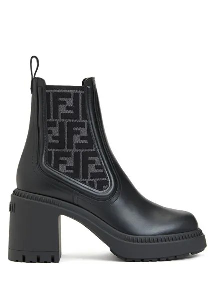 Женские кожаные ботинки с логотипом Fendi, черный