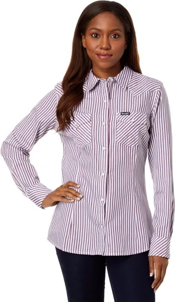 Рубашка Wrangler Retro Long Sleeve Snap Stripe, цвет White/Red