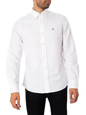 Мужская оксфордская рубашка приталенного кроя GANT, белая