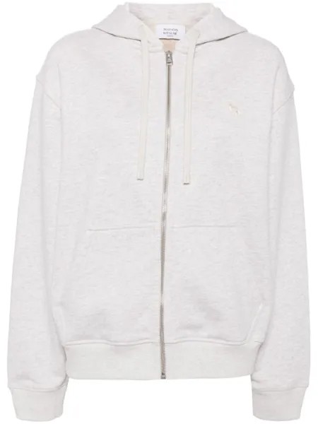 Maison Kitsuné худи на молнии с нашивкой, серый