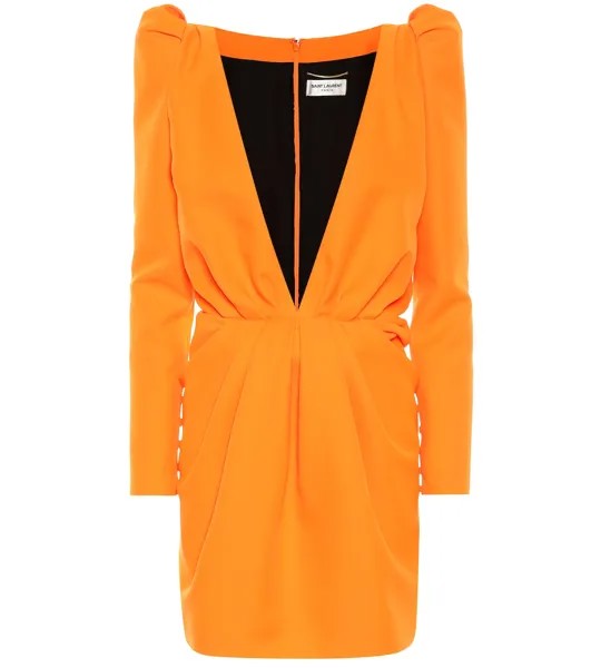 Мини-платье из габардина SAINT LAURENT, оранжевый