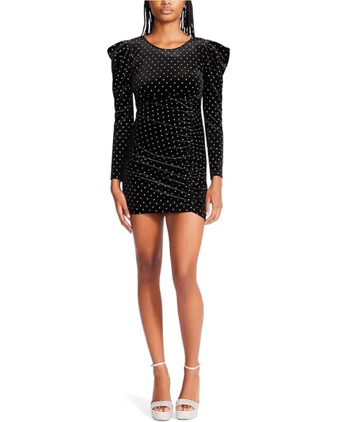 Платье Betsey Johnson Power Sleeve Metallic Dot Velvet, черный