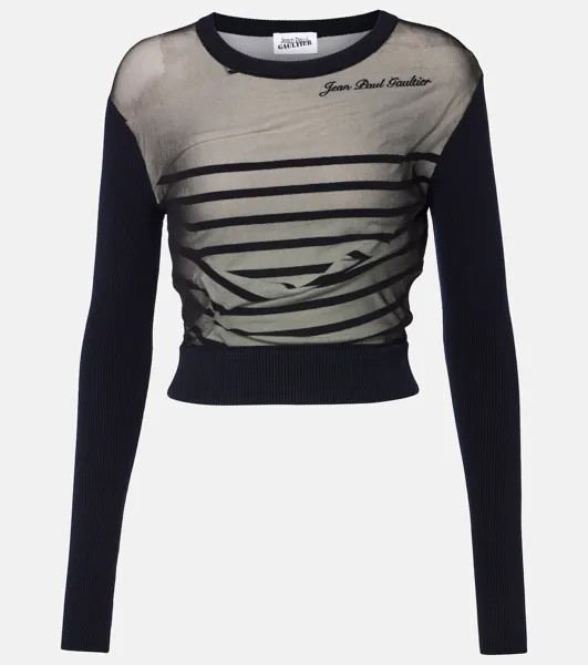 Топ из джерси и тюля Marinière Jean Paul Gaultier, синий