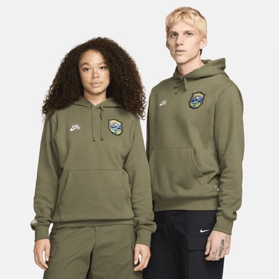 Худи Nike SB Fleece Pullover Hoodie, цвет Medium Olive/White