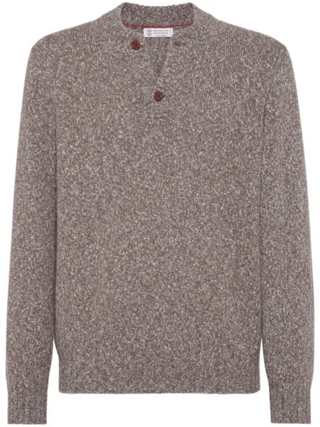 Brunello Cucinelli меланжевый джемпер, коричневый