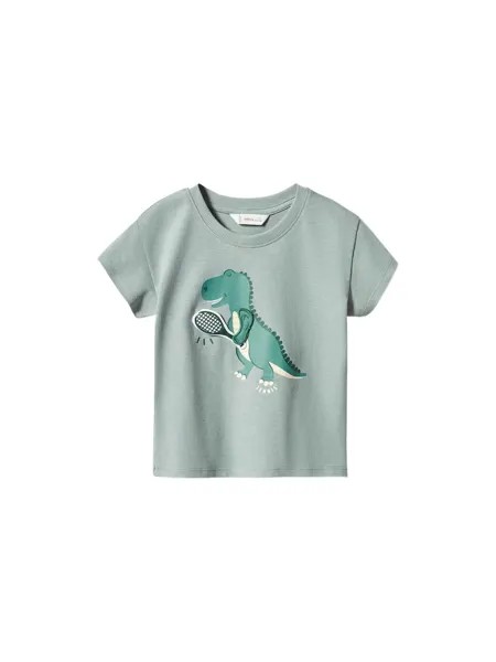 Футболка MANGO KIDS SAURUS, зеленый/мятный