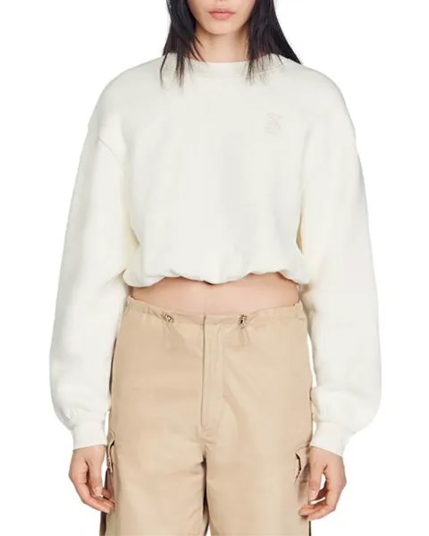 Укороченный свитшот Jiya Sandro, цвет Ivory/Cream