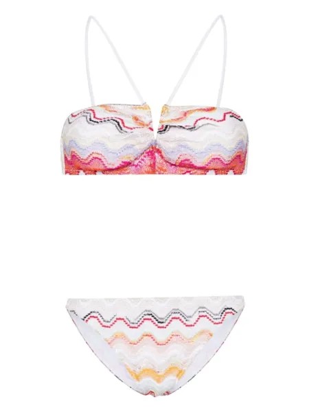 Missoni топ бикини Wave с V-образным вырезом, серебристый