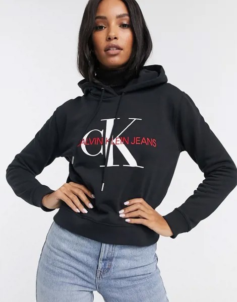 Худи свободного кроя с логотипом Calvin Klein Jeans-Черный