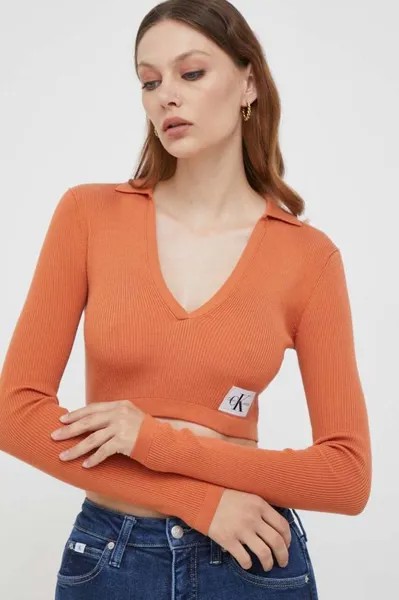 Лонгслив Calvin Klein Jeans, оранжевый