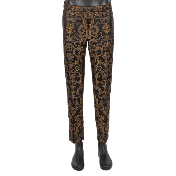 Dolce - Gabbana Классические жаккардовые брюки с узором в стиле барокко Черное золото 11285