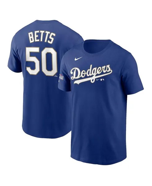 Мужская золотая футболка Los Angeles Dodgers с именем и номером игрока Mookie Betts Nike
