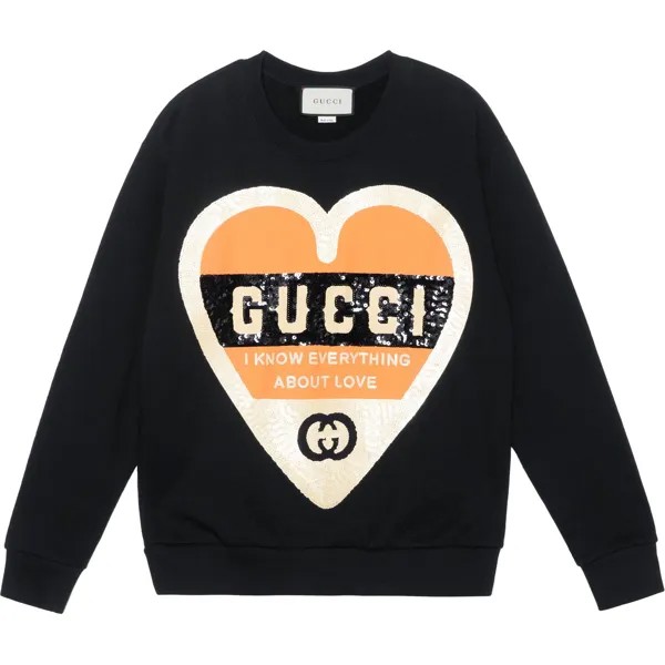Толстовка женская Gucci с принтом сердца, черный