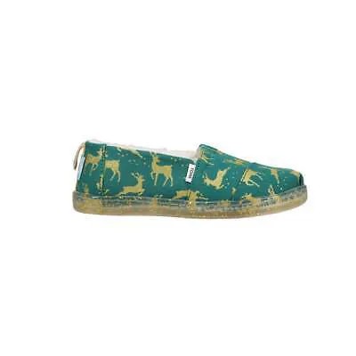 Молодежные повседневные зеленые туфли без шнуровки на плоской подошве TOMS Alpargata Reindeer 10019237T