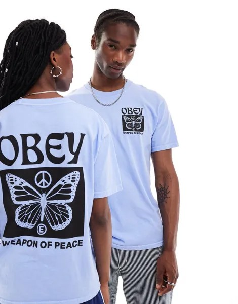 Obey — синяя футболка унисекс с графикой «Оружие мира»