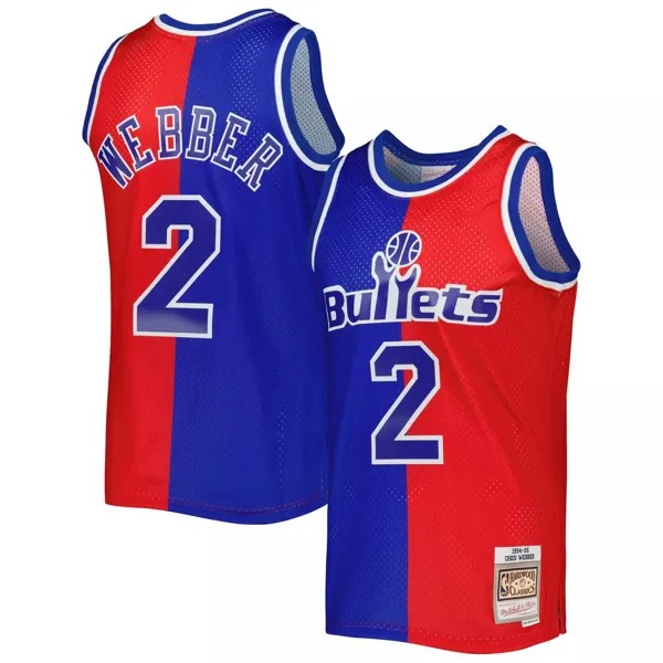 Мужская майка Mitchell & Ness Chris Webber сине-красная Washington Bullets Hardwood Classics 1994-95 Split Swingman