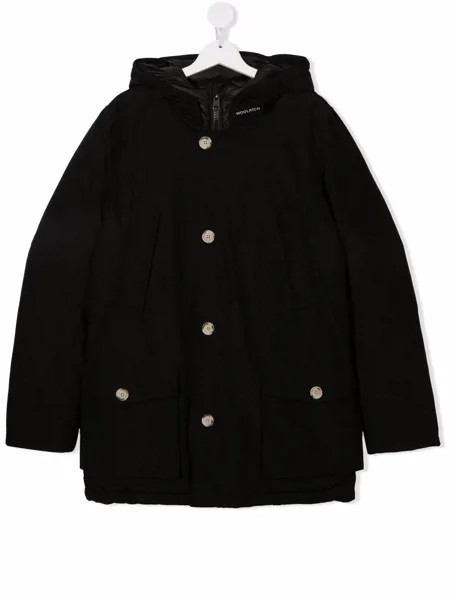 Woolrich Kids пуховик с капюшоном и логотипом