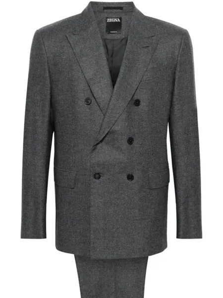 Zegna меланжевый костюм, серый