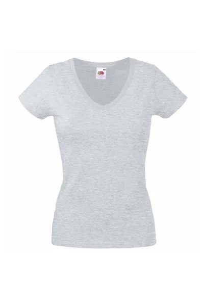 Легкая футболка Lady-Fit с V-образным вырезом и короткими рукавами Fruit of the Loom, серый