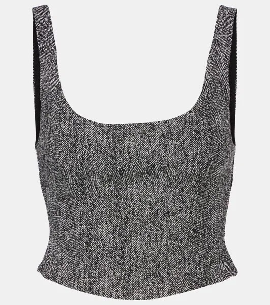 Укороченный топ Wells Staud, цвет textured herringbone