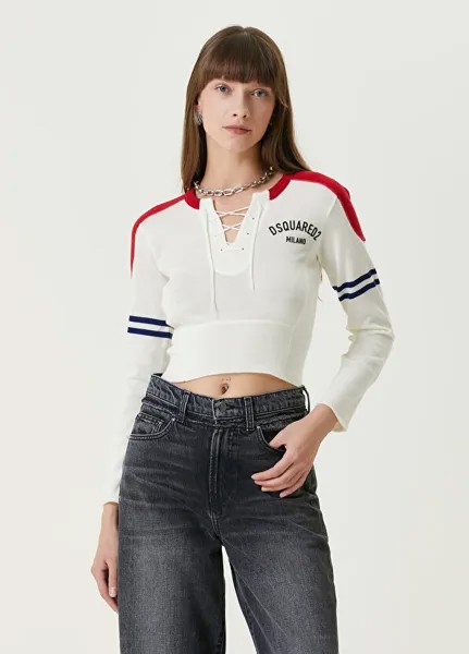 Белая укороченная шерстяная блузка hockey Dsquared2