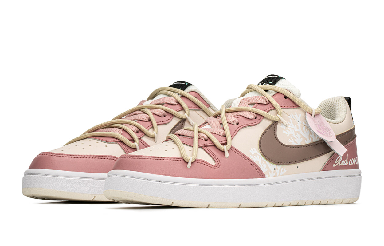 Кроссовки Nike Court Borough Skateboarding Shoes Women's Low-top Beige/Pink, розовый/хаки