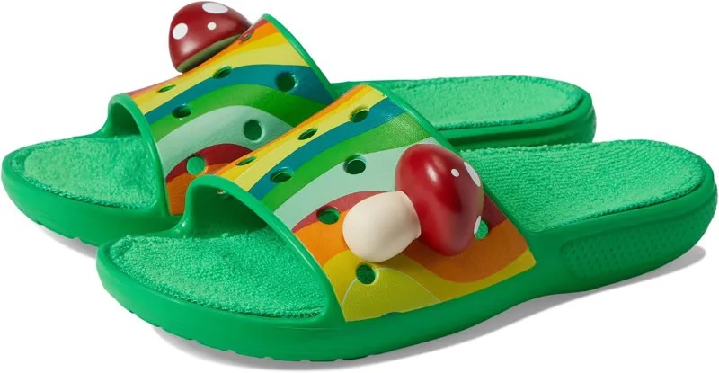 Сандалии на плоской подошве Zen Garden Sensory Classic Crocs Terry Cloth Slide Crocs, цвет Grass Green
