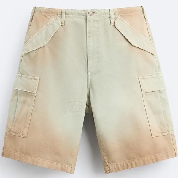 Шорты Zara Faded Cargo Bermuda, песочный