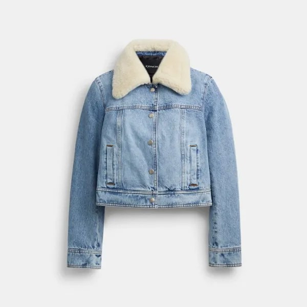 Куртка COACH Shearling Collar Denim, синий