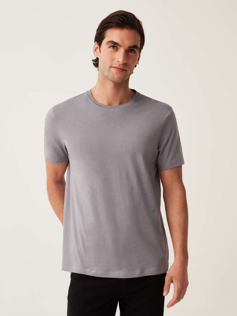 Хлопковая футболка с круглым вырезом Ovs, цвет grey/silver