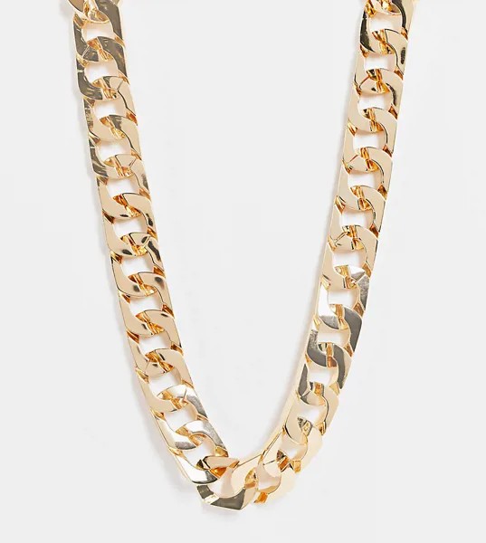 Золотистое ожерелье-цепочка с крупными звеньями с квадратными углами ASOS DESIGN Curve-Золотистый