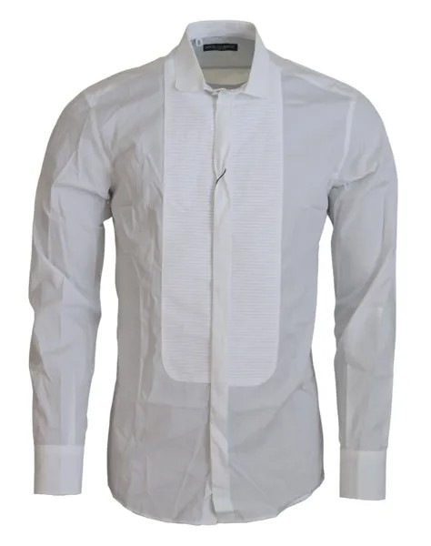 DOLCE - GABBANA Рубашка Белый хлопковый смокинг Мужской приталенный крой 41 / US16 /L 1000usd