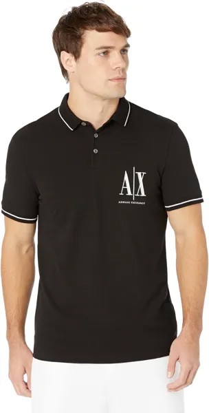 Рубашка-поло Pique Polo with Embroidered AX Logo Armani Exchange, черный