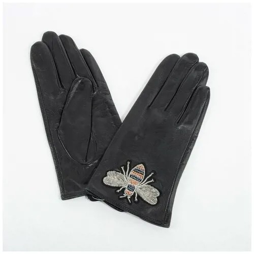 Перчатки NO NAME, демисезон/зима, натуральная кожа, размер 6, черный