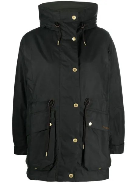 Barbour однобортное пальто с воротником-воронкой, зеленый