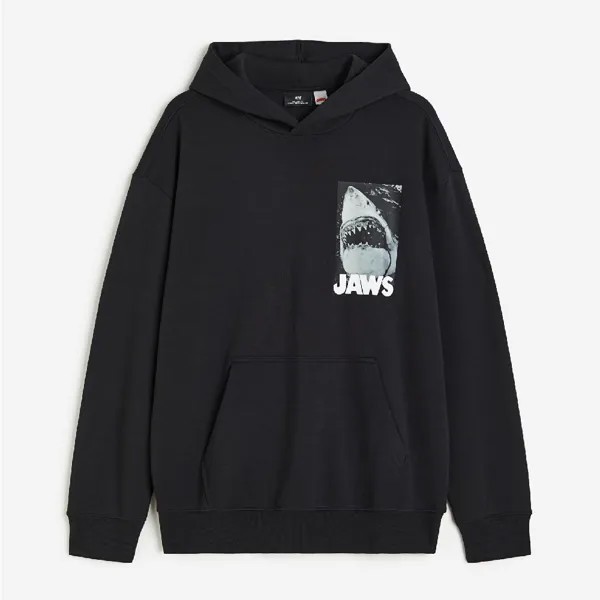 Худи H&M Jaws Relaxed Fit, черный