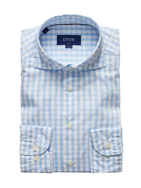 Мягкая повседневная рубашка в клетку в мелкую клетку современного кроя Eton, синий