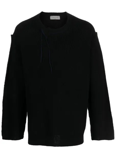 Yohji Yamamoto джемпер с приспущенными плечами и асимметричным вырезом, черный