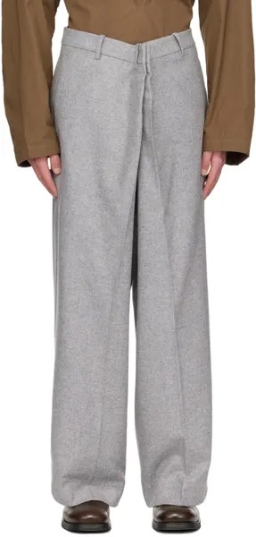 Серые брюки со складками спереди Hed Mayner