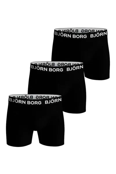 Боксеры с логотипом на поясе - 3 пары Björn Borg, черный