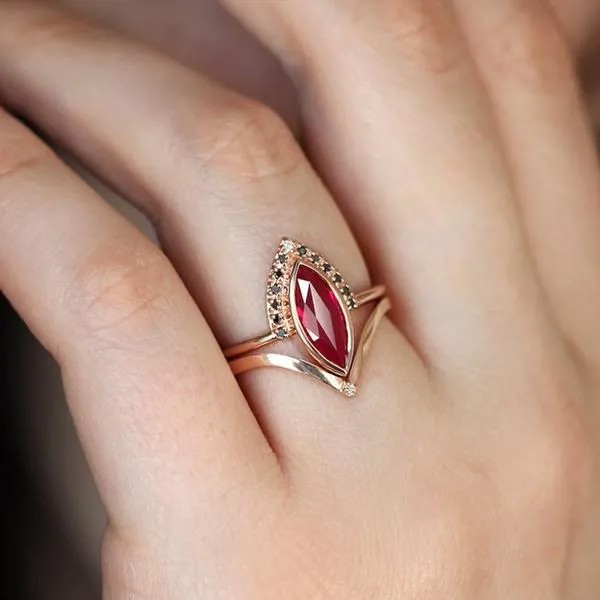 Уникальный натуральный ромб 2 в 1 обручальное кольцо из розового золота для маркизы свадебный обручальный набор