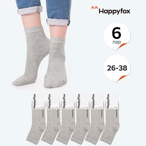 Носки Happyfox Для девочек, размер 16-18, , серый