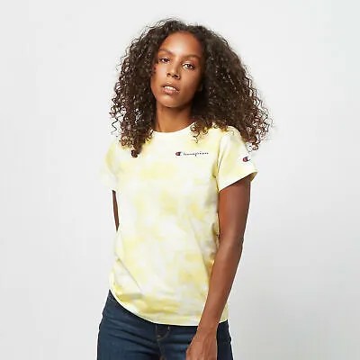 Футболка Champion Tie Dye с цифровым принтом женская желто-белая спортивная футболка