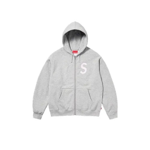 Худи Supreme S Logo Zip Up Hooded Sweatshirt Heather, размер XL, серый